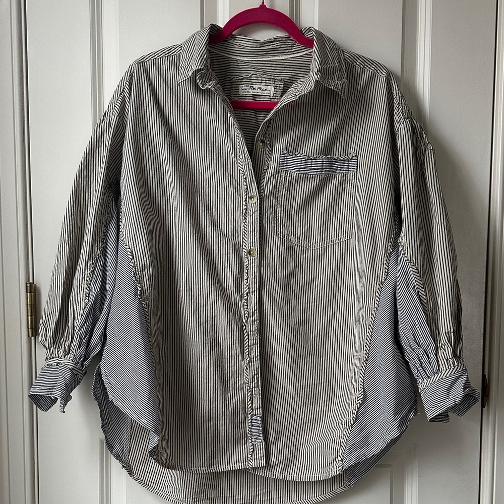 Free people oversized Striped Button-Down